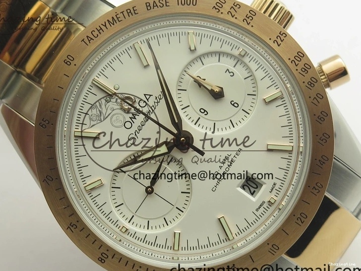 0106 Thermal Speedmaster ’57 Co-Axial SS RG OMF 1:1 Best Edition White Dial On SS RG Bracelet A9300 (Free Leather Strap) 8074